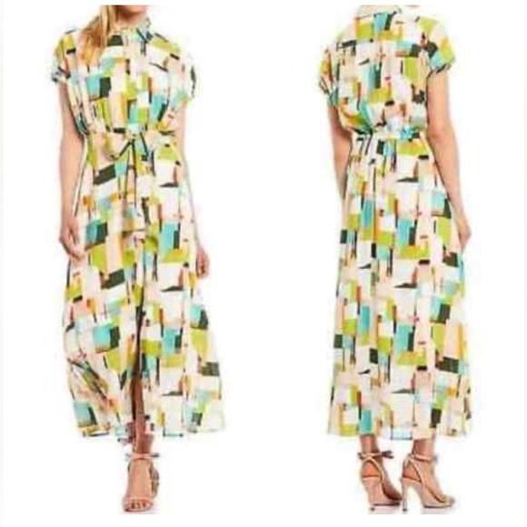 LDT Darcy Patch Print Point Collar Cap Sleeve Maxi Shirt Dress - Picture 4 of 12